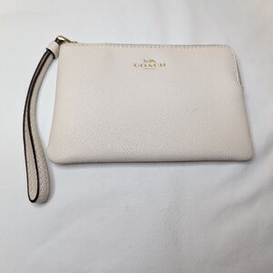 Coach Cream Pebbled Leather Wristlet
